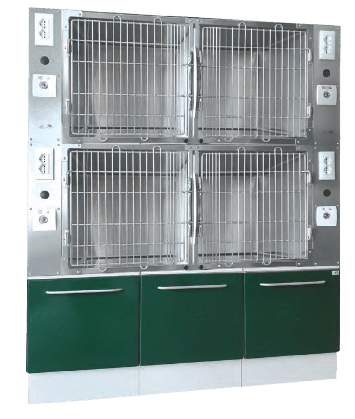 Individuelle Edelstahl-Käfiglösung für eine Tierarztpraxis, maßgefertigt und modular
