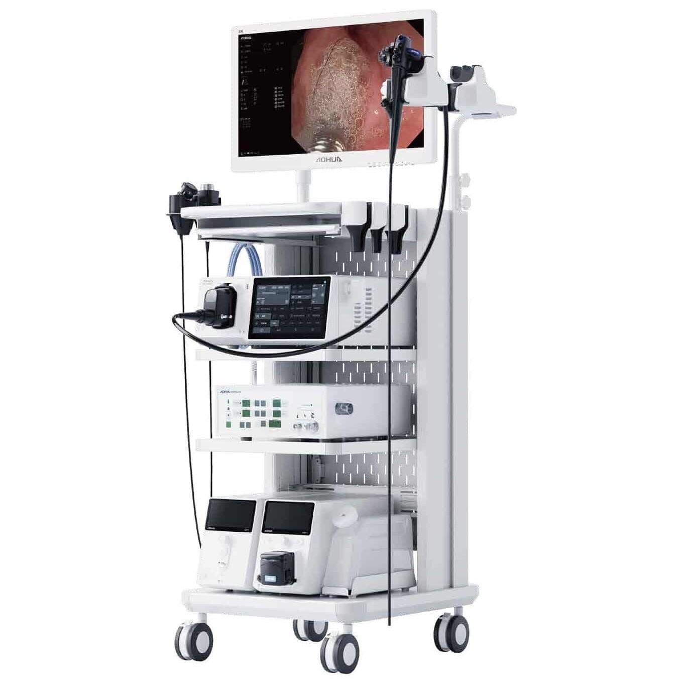 Aohua Vet OR-1800 – 4K-Endoskopiesystem komplett auf dem Endoskopietrolley