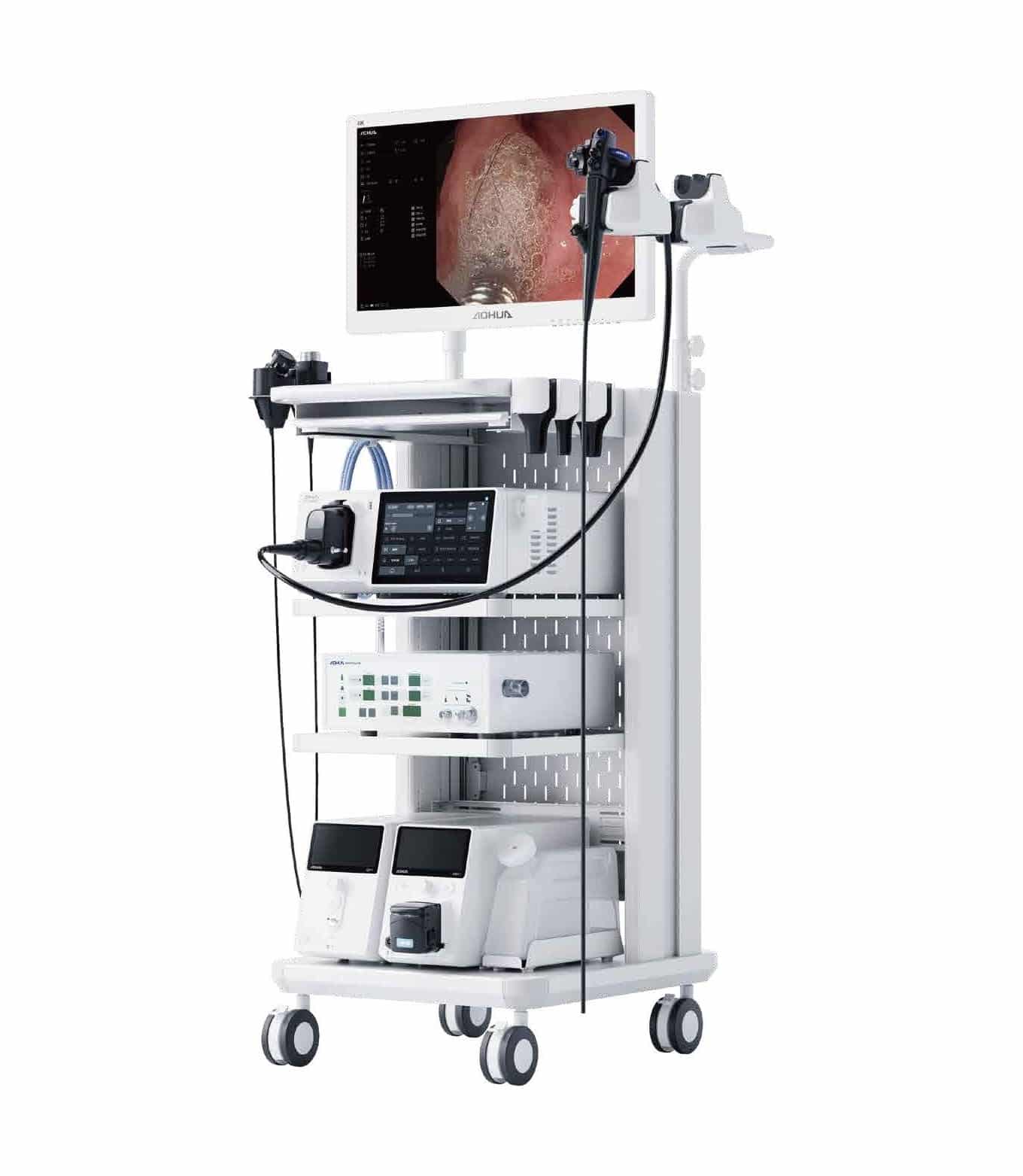 Aohua Vet OR-1800 &ndash; 4K-Endoskopiesystem komplett auf dem Endoskopietrolley